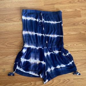 Suzzi tie dye blue beach romper in size M